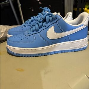 Nike Sky Blue and White Air Force 1 Sneakers